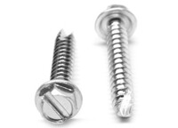 8-32X3/4 SLOTTED INDENTED HEX WASHER THREAD CUTTING SCREW TYPE F FULLY THREADED